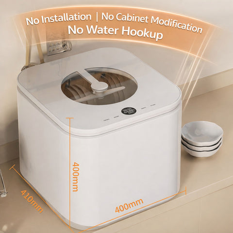 KKF, Mini Portable Desktop Dishwasher 800W Countertop Semi-Integrated with 220V Power