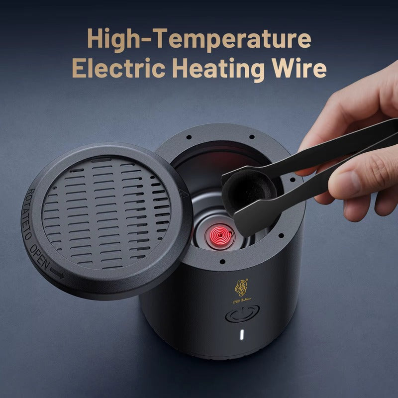 KKF, Portable Electric Charcoal & Bukhoor Burner with Type-C Charging, 450–620°C Heating & Magnetic Rotating Cover