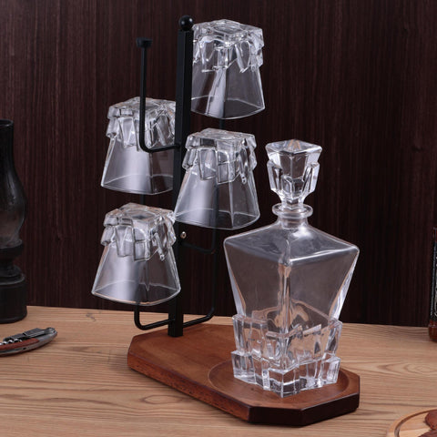 KKF، حامل تجفيف زجاجي عمودي بقاعدة خشبية، منظم معدني للأكواب بارتفاع 42 سم