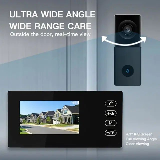 KKF, Wireless Video Doorbell with 2.4G Connection, Two-Way Audio & IR Night Vision, Battery Powered System