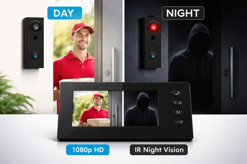 KKF, Wireless Video Doorbell with 2.4G Connection, Two-Way Audio & IR Night Vision, Battery Powered System