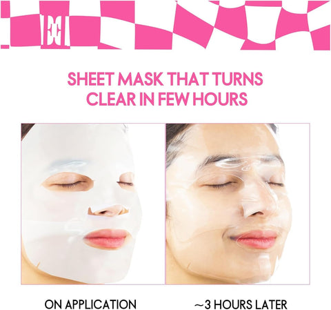 Korean ELLE Deep Collagen Color Changing Mask – Anti-Aging, Hydrating & Firming Mask with Collagen, Peptides & Centella – Long-Wear 2-3 Hour or Overnight treatment mask for Radiant Youthful Skin- 4 Packs