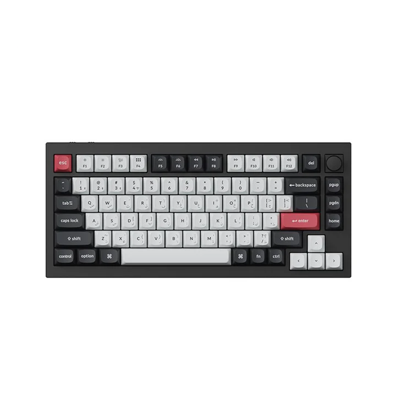 Keychron, 75% RGB Backlight Swappable Fully Assembled Knob, QMK Wireless Mechanical Gaming Keyboard, Carbon Black - English/Arabic