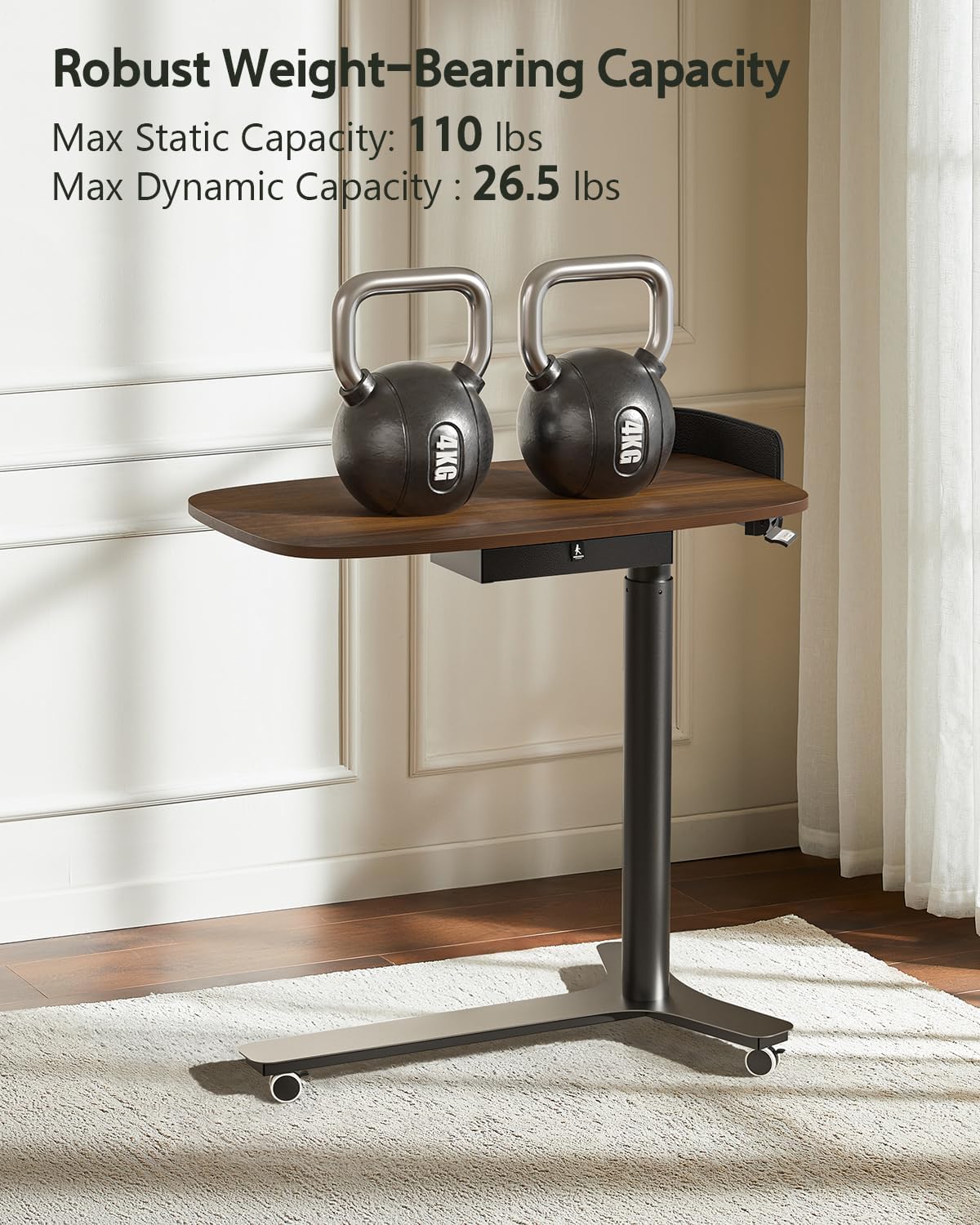 Kingsmith ETD2 Pneumatic Height Adjustable Table - Walnut