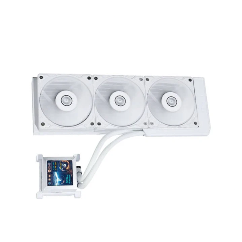 LIAN LI, Hydro-Shift LCD AIO 360mm Liquid CPU Cooler with 2.88" IPS LCD Screen - White