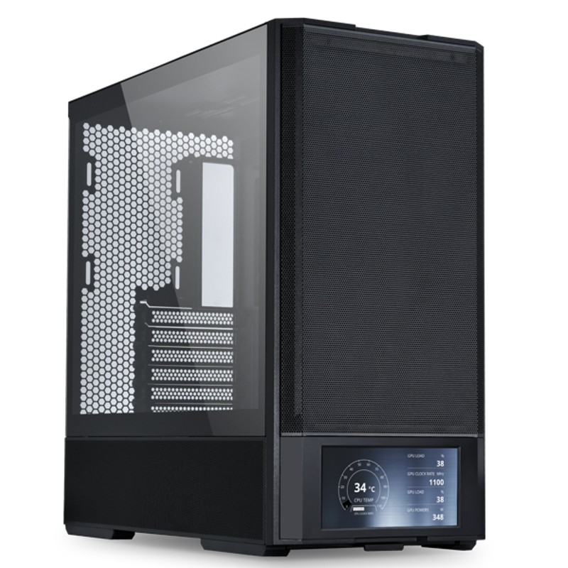 LIAN LI, Lancool 207 Digital 6" LCD Mid Tower ATX Gaming Case - Black (4 FANS Included)