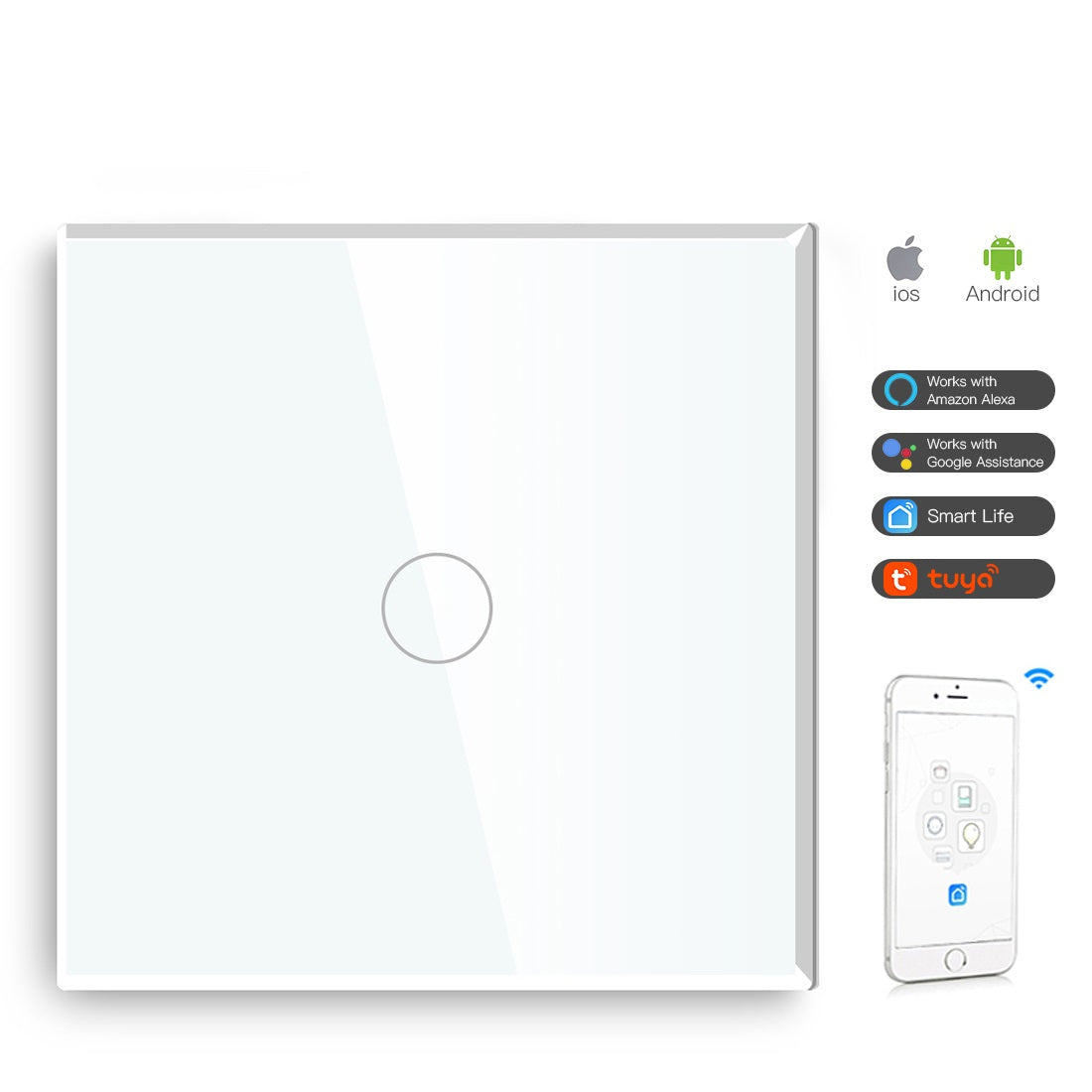 Gopeta, Smart Wi-Fi 20A Double Pole Touch Switch for High Power Appliances