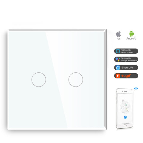 Gopeta, 2-Gang Smart Wi-Fi Touch Switch 600W with Glass Panel