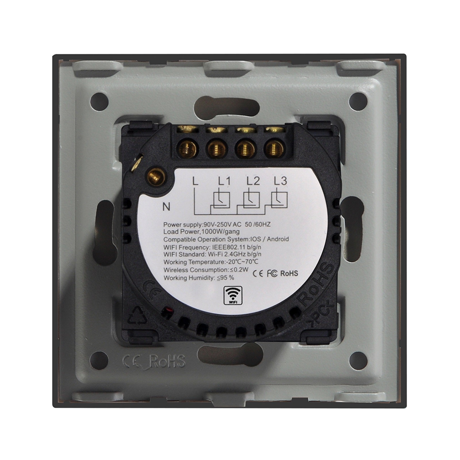 Gopeta, 3-Gang Smart Wi-Fi Touch Switch 600W with Glass Panel