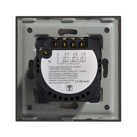 Gopeta, 3-Gang Smart Wi-Fi Touch Switch 600W with Glass Panel