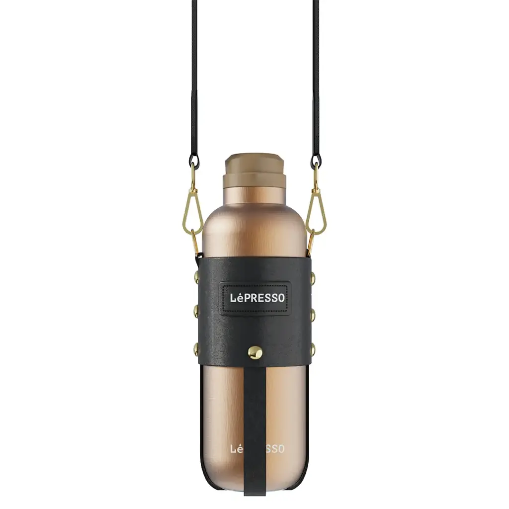 LePresso ThermaTrail Thermos Bottle with Crossbody Strap