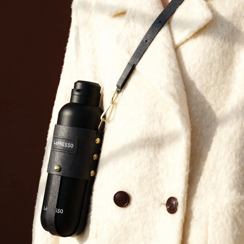 LePresso ThermaTrail Thermos Bottle with Crossbody Strap