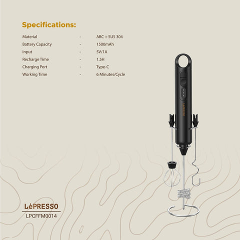 LePresso Forthmate 3 In1 Milk Frother with Interchangeable Whisks