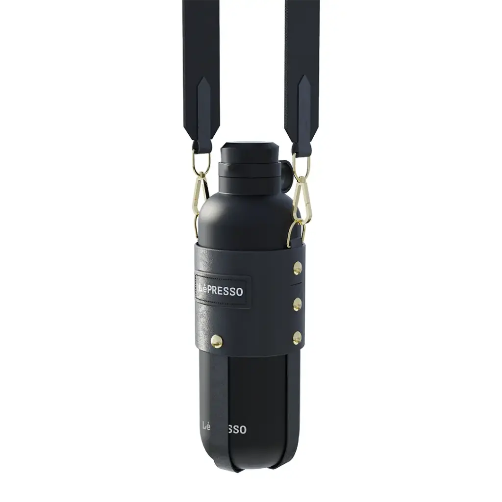 LePresso ThermaTrail Thermos Bottle with Crossbody Strap