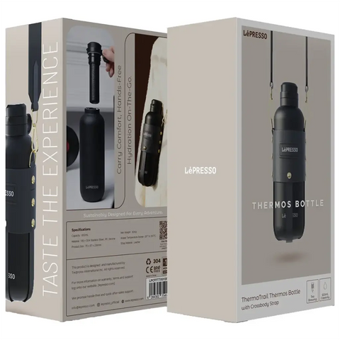 LePresso ThermaTrail Thermos Bottle with Crossbody Strap