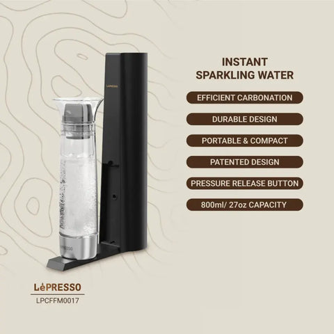 Lepresso Carbonator Instant Sparkling Water 800mL - Black