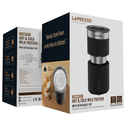 مخفّق الحليب الساخن والبارد Lepresso Foamflex - أسود