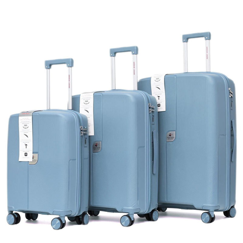 American Luggage ABS Trolley Hard Luggage Set of 3 (20,24,28 Inch) - Light Blue