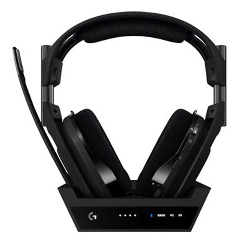 سماعة الألعاب اللاسلكية Logitech Astro A50 X LIGHTSPEED + محطة القاعدة، PRO-G GRAPHENE، PLAYSYNC عبر Xbox Series X|S + PS5 + الكمبيوتر الشخصي/mac، بلوتوث، HDMI 2.1 Passthru - أسود