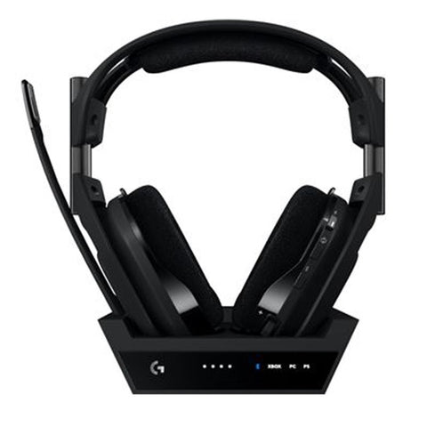 سماعة الألعاب اللاسلكية Logitech Astro A50 X LIGHTSPEED + محطة القاعدة، PRO-G GRAPHENE، PLAYSYNC عبر Xbox Series X|S + PS5 + الكمبيوتر الشخصي/mac، بلوتوث، HDMI 2.1 Passthru - أسود