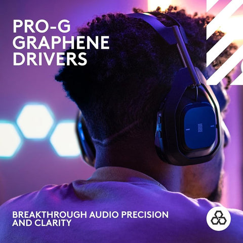 سماعة الألعاب اللاسلكية Logitech Astro A50 X LIGHTSPEED + محطة القاعدة، PRO-G GRAPHENE، PLAYSYNC عبر Xbox Series X|S + PS5 + الكمبيوتر الشخصي/mac، بلوتوث، HDMI 2.1 Passthru - أسود