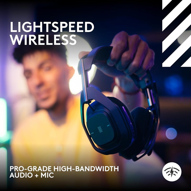 سماعة الألعاب اللاسلكية Logitech Astro A50 X LIGHTSPEED + محطة القاعدة، PRO-G GRAPHENE، PLAYSYNC عبر Xbox Series X|S + PS5 + الكمبيوتر الشخصي/mac، بلوتوث، HDMI 2.1 Passthru - أسود