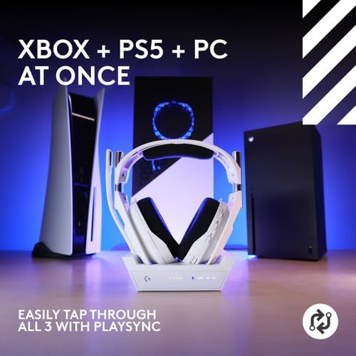 Logitech Astro A50 X LIGHTSPEED Wireless Gaming Headset + Base Station, PRO-G GRAPHENE, PLAYSYNC Across Xbox Series X|S + PS5 + PC/mac, Bluetooth, HDMI 2.1 Passthru - White