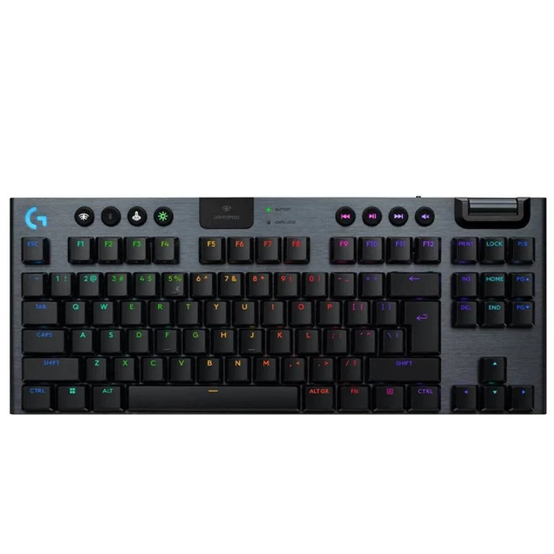 Logitech G915, X LIGHTSPEED TKL Wireless Gaming Keyboard, US INT'L - Clicky - Black