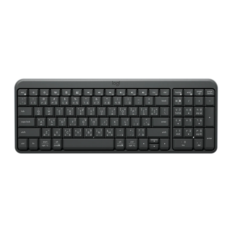 Logitech K250, Wireless/Bluetooth Keyboard, English/Arabic - Graphite