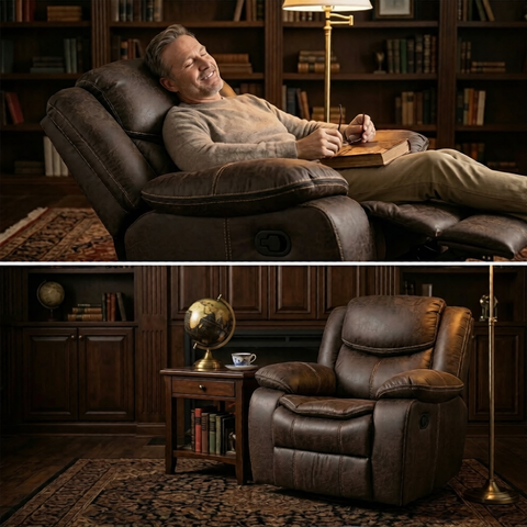 Lounge Swivel Rocking Recliner Sofa (106 x 98 x 102 cm) - Dark Brown