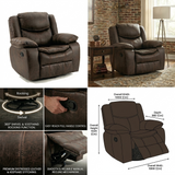 Lounge Swivel Rocking Recliner Sofa (106 x 98 x 102 cm) - Dark Brown