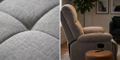 Lounge Swivel Rocking Recliner Sofa – Chenille Fabric (88 x 94 x 103 cm) - Light Grey