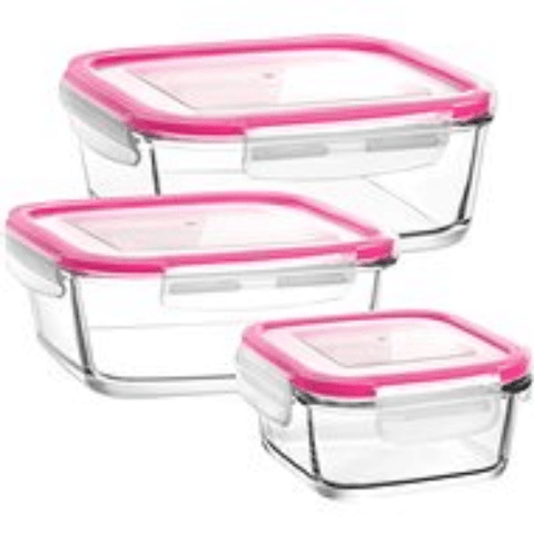 Luminarc rectangular Pure Box Set 3pcs + Lunch Bag Pink