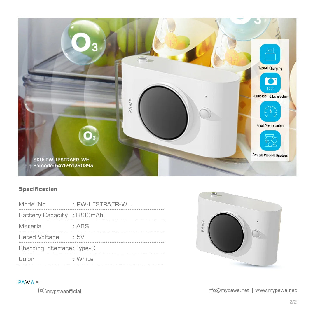 باوا، مزيل روائح الثلاجة فريش بودز – أبيض