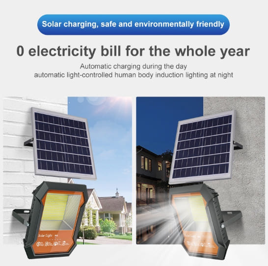 Galaxy Light Solar LED Floodlight with Remote Control, IP67 Waterproof Design & Separate Solar Panel