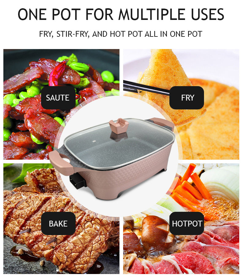 KKF, 9-in-1 Multi-Function Electric Cooking Pot for Frying, Grilling and Roasting – 12L