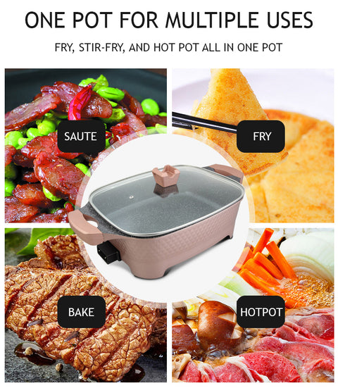 KKF, 9-in-1 Multi-Function Electric Cooking Pot for Frying, Grilling and Roasting – 12L