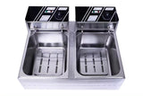 RAF High-Power Rapid-Heating Dual-Basket Deep Fryer 5000W – 5.5L + 5.5L Stainless Steel