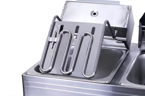 RAF High-Power Rapid-Heating Dual-Basket Deep Fryer 5000W – 5.5L + 5.5L Stainless Steel
