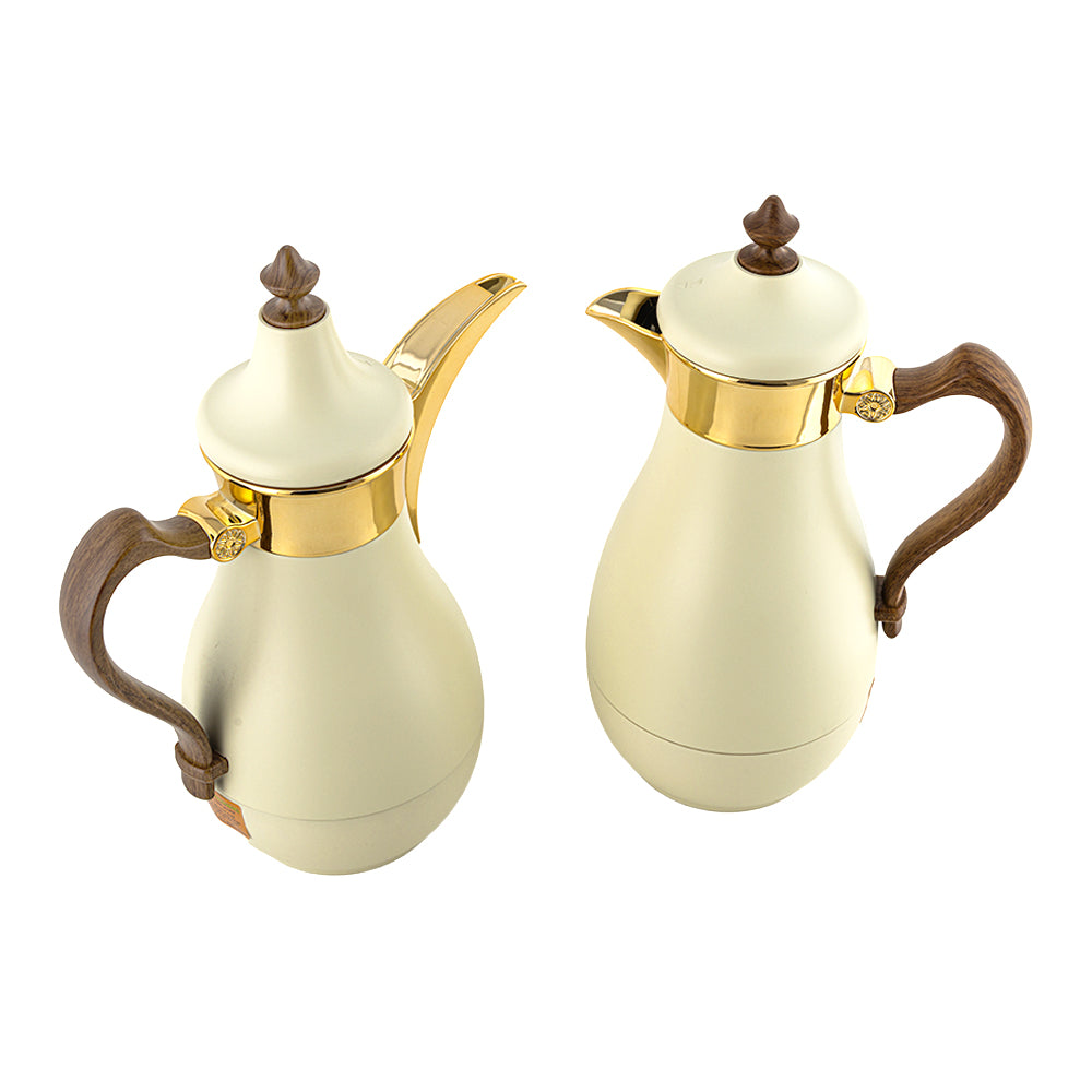 Vacuum Flask Set Beige - Wooden - 700ml+1 L