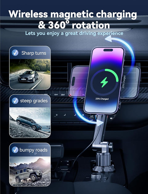 TOPGO Cup Phone Holder Wireless Charger - Black