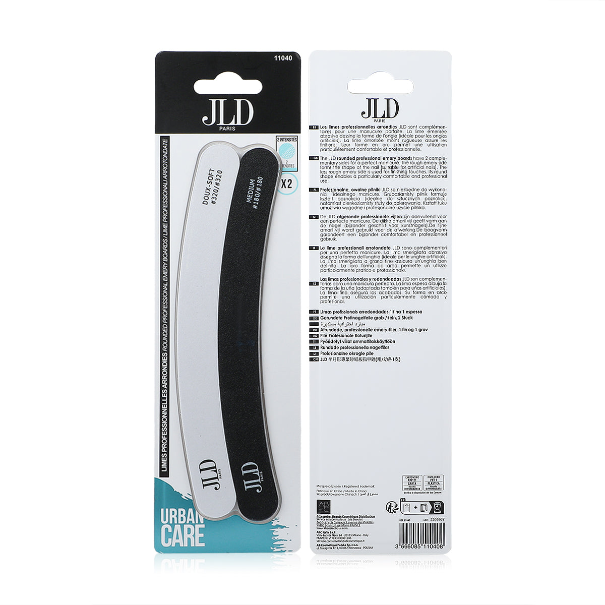 JLD Paris, Nail File Set - 2 Pcs, Professional Nail Shaping & Smoothing