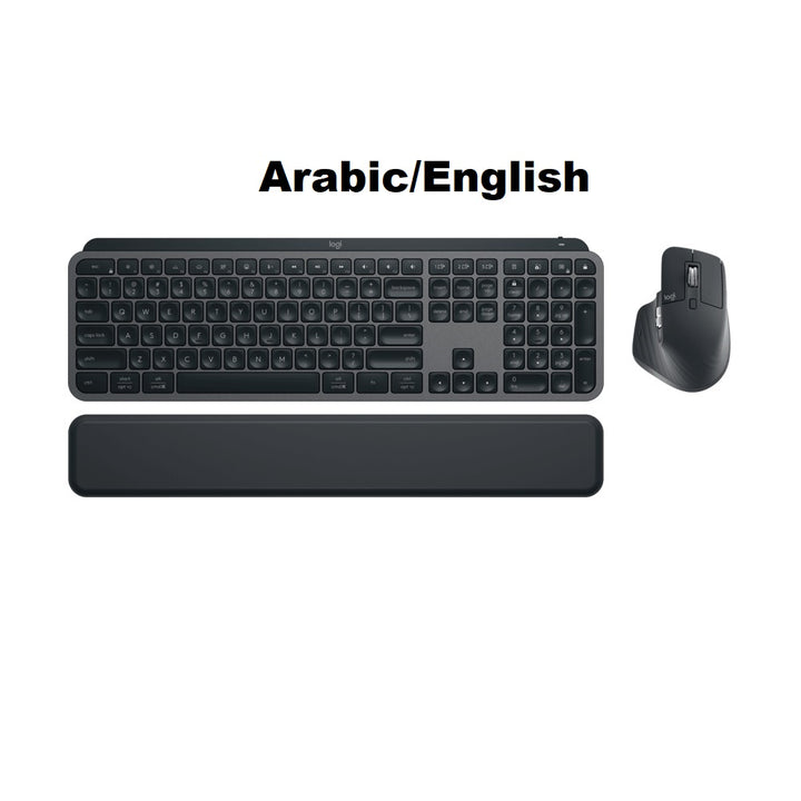 طقم Logitech MX Keys S كيبورد وماوس لاسلكي احترافي عربي/إنجليزي بإضاءة خلفية – رمادي غرافيت