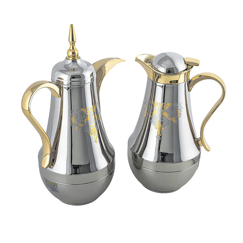 Vaccum Flask Set - 1L + 1L - Nickel/Gold