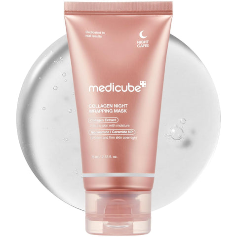 Medicube Collagen Overnight Wrapping Peel Off Facial Mask Pack - Elasticity & Hydration Care, Reduces Sagging & Dullness - Hydrolyzed Collagen For Glowing Skin - Korean Skin Care,
