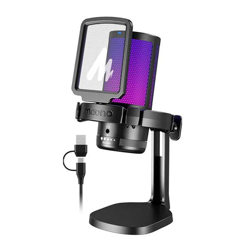 Maonocaster Gaming USB Microphone With Boom Arm for Streaming – Black