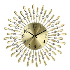 Modern Decorative Sunburst Wall Clock with Crystal Accents, Bold Numerals & Silent Quartz Sweep Movement