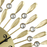 Modern Decorative Sunburst Wall Clock with Crystal Accents, Bold Numerals & Silent Quartz Sweep Movement