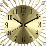 Modern Decorative Sunburst Wall Clock with Crystal Accents, Bold Numerals & Silent Quartz Sweep Movement