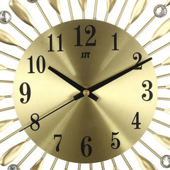 Modern Decorative Sunburst Wall Clock with Crystal Accents, Bold Numerals & Silent Quartz Sweep Movement